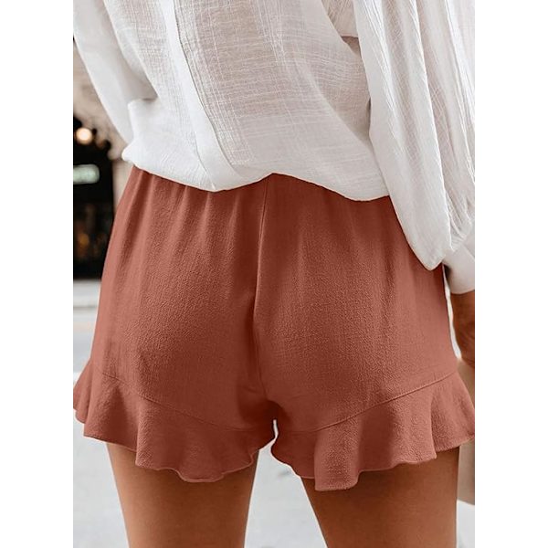 Kvinners komfortable shorts med snøring i livet, elastisk midje, ensfarget, sommerstrand