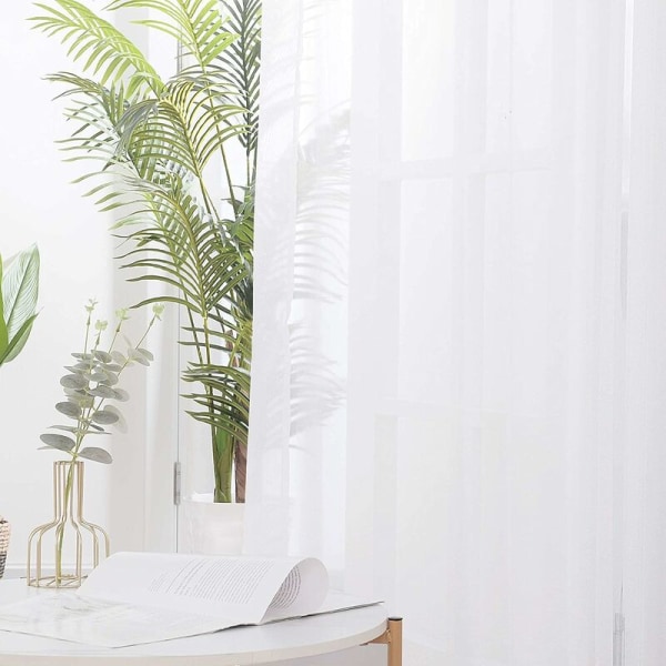 Set med 2 öljetter Voile Dekoration Sheer Moderna Köksgardiner för Fönster