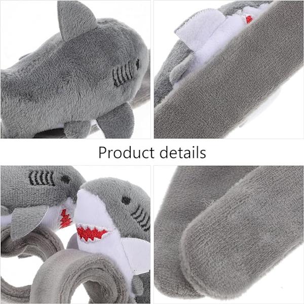 2 stk plysjring armbånd for barn baby plysjleke jungeldyr utstoppede hunder for barn dyr for barn hai klapp armbånd grå 23*6cm