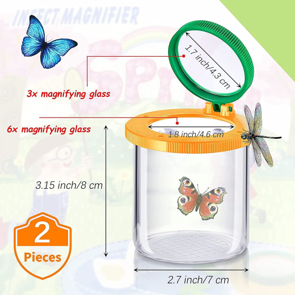 2 stk. forstørrelsesglas insektboks forstørrelsesglas beholder insektbur insektglas