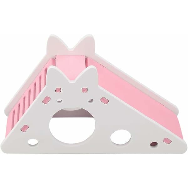 Hamstertrappa i trä, husdjursmontering, viloplats, hamsterklätterleksaker (rosa)