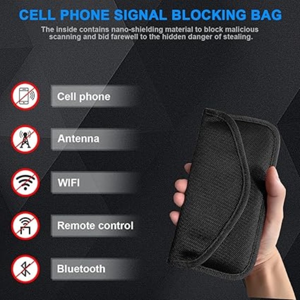 2-pack signalblockerande väska, anti-RFID bilnyckelfodral, anti-spårning och avskärmning RFID signalblockerande väska, för mobiltelefonskydd