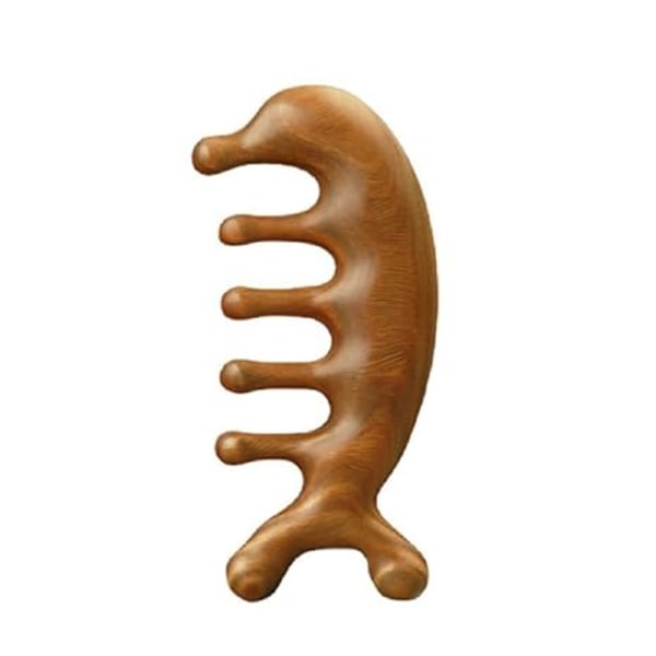 Autentisk grønn sandeltrekam Gua Sha skraping hodebunnsmassasjer hode,