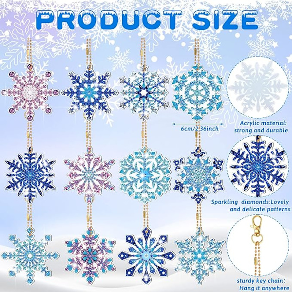 12 stycken juldiamantmålning nyckelringar 5D DIY diamantmålningssats julhängande diamantkonstkit diamantkonst juldekorationer för barn