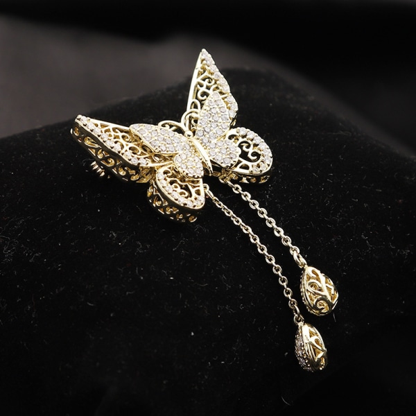 Kvinder udhulet Butterfly Broche Pin med Pendant Butterfly Lape