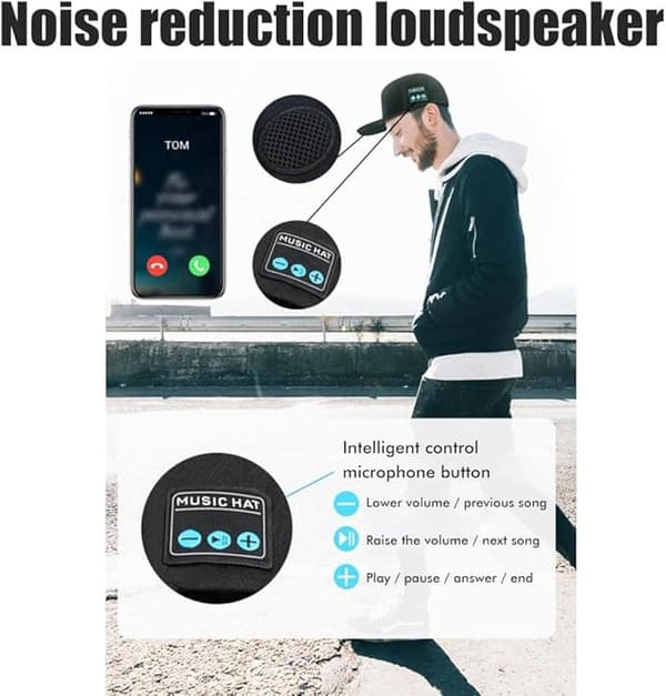 Musik Cap med Bluetooth-højttaler, justerbar Bluetooth-hat med W
