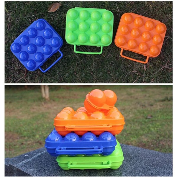 Bärbar äggförvaring i plast/äggkartong för camping och picknick (färg grön)20