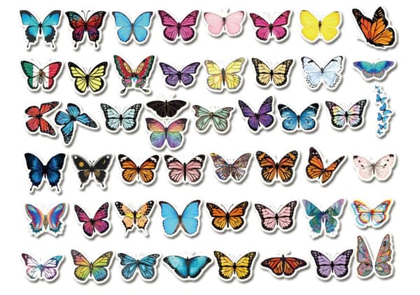 100 ark med børnesommerfuglestickermærker til bærbar computer, vandflaske, kuffert, co