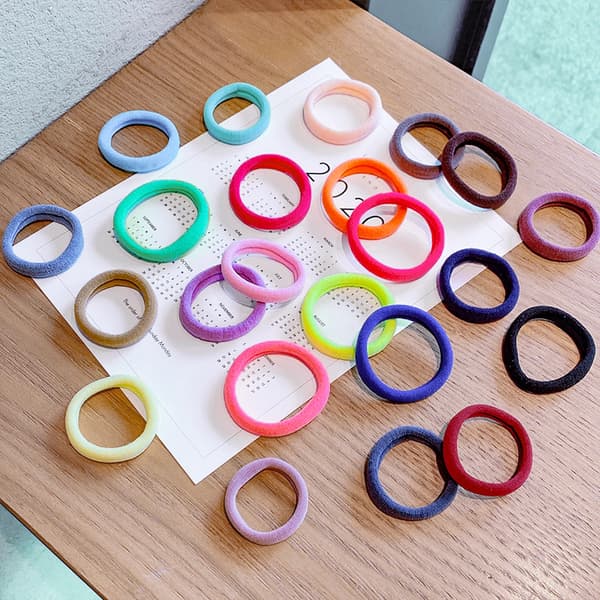 50 st set stora elastiska hårband kvinnor flickor enfärgade hästsvans hårband