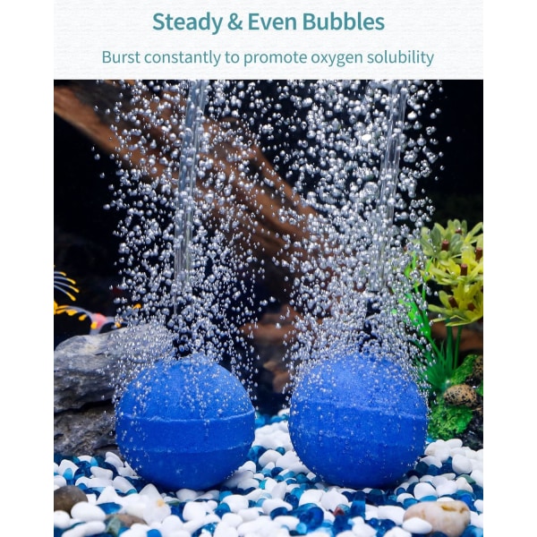 Akvarie Luftsten Bubbler 5cm Kugleformet Bobleudløsningsværktøj Oxygen Diffuser til Luftpumper Fisketanke Spande Damme og DWC Tanke, 10 Pakke, Blå