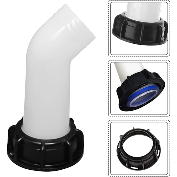 2 stk avløpsutløp med mutter IBC 1000L vanntankdyse ventilforbindelse forlengelsesslange dyse IBC-adapter vanntank kranutløp for IBC-tank kran