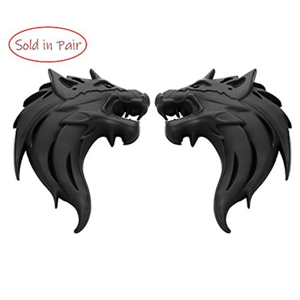 Set med 3 par metall varghuvud 3D metall bilklistermärke bil logotyp varghuvud logotyp