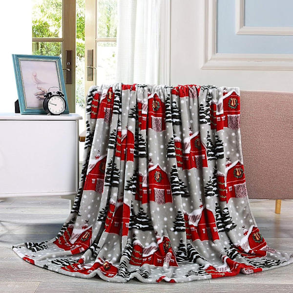 Elegant Comfort Lyxig Super Mjuk Jultryckt Fleecefilt - Jultema Heminredning Fuzzy Varm och Mysig Pläd för Vinterbädd, Soffa och G