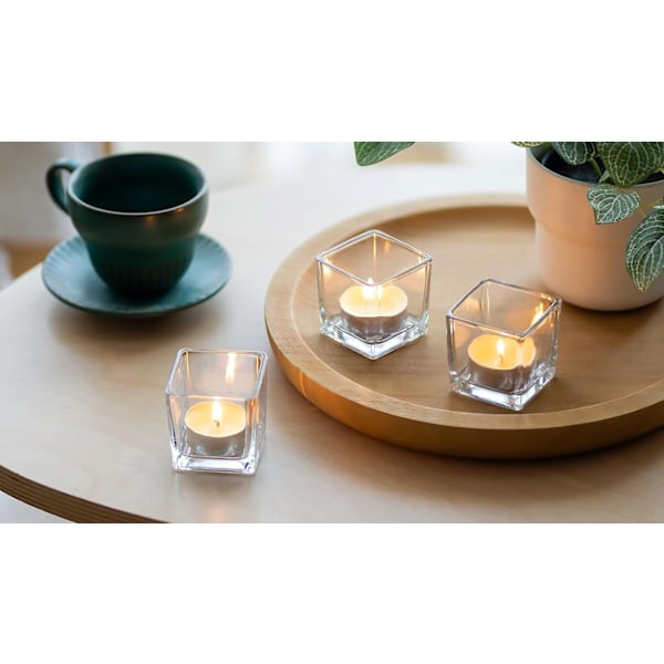 Ljuslyktor i glas - Set med 2 ljuslyktor för ljus, bröllopsdekoration, fest, helgdagar och bordsdekoration