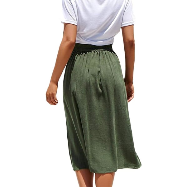 Kvinders polkaprikkede midi-nederdele Casual høj elastisk talje En linje plisseret midi