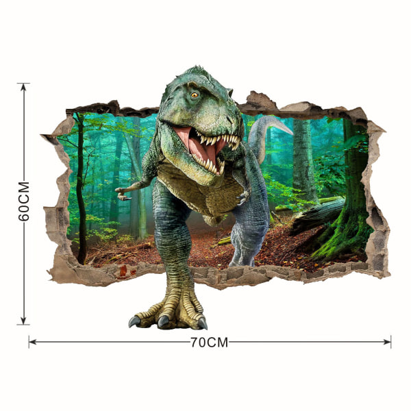 Skog Dinosaur Crack Hole Simulation 3D Dinosaur Veggklistremerker for