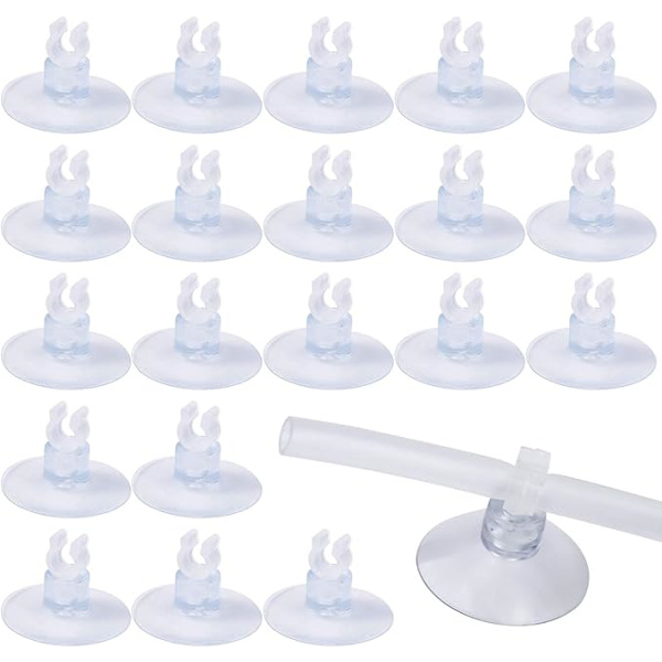20 st Transparenta akvariumsugkoppar, 5 mm akvariumsugkoppar med rörhållarklämmor kompatibla med akvariefisksugkoppar luftpump