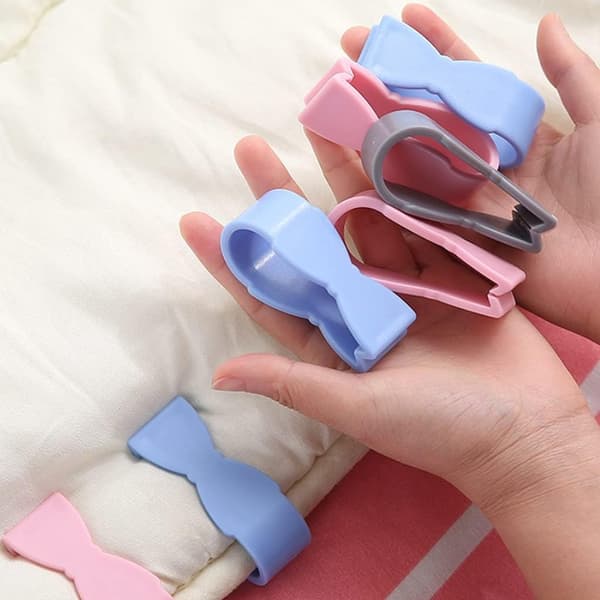 set med 4 hushållstäcken fixklämmor, nålfri täcke fixering enhet, täcke fixering spänne