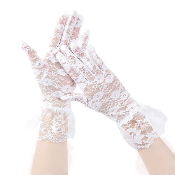 2 st spetshandskar för damer Elegant cropped handskar med tillstånd sommarhandskar för W