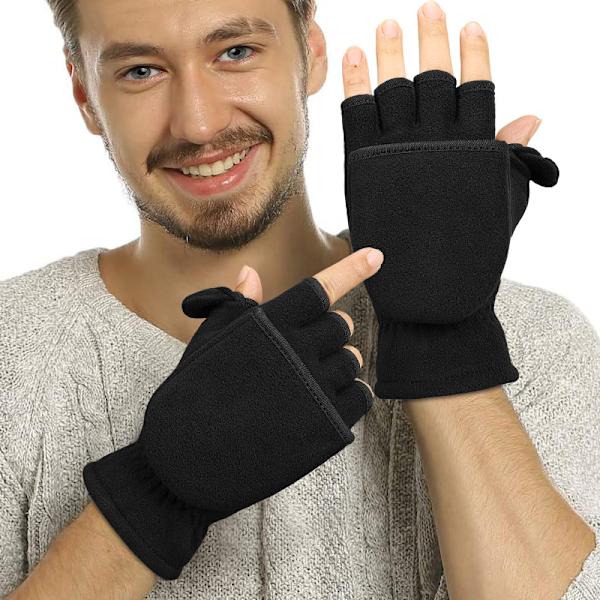 Talviset muunnettavat hanskat Käännettävät huippulapaset Lämmin polaarifleece talvijuoksuun 19*9CM