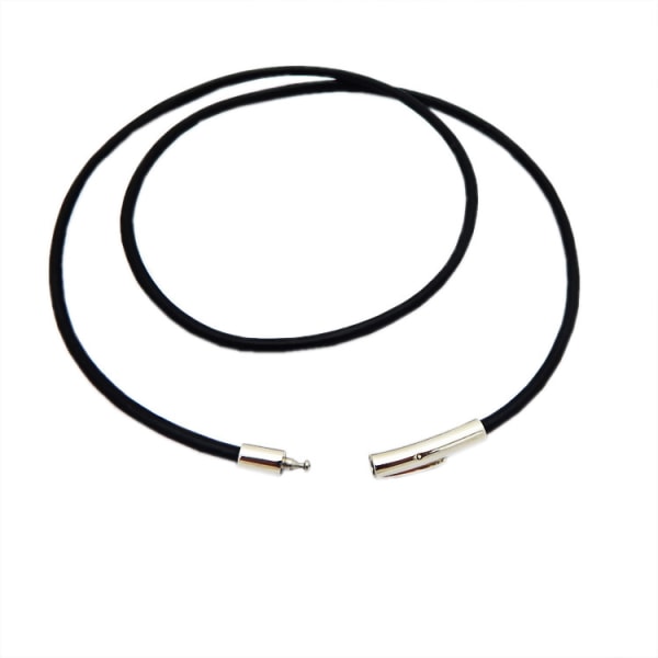 Halsband för män - Kedja - 3 mm sladd - Läder - Rostfritt stål - För män - Färg Svart Silver