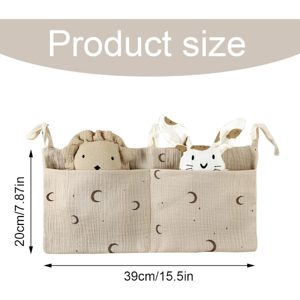 1 stk bleieorganisator 2 i 1 baby sengorganisator med 2 lommer, for oppbevaring av klær, bleier, leker（39*20cm）