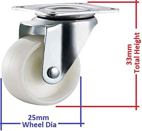 Mængde: Sæt med 4 25mm nylon mini drejehjul til møbler, A