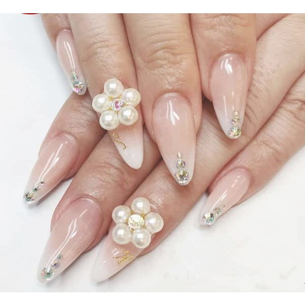 Hvide Perle Øjne Ansigt 3D Selvhæftende Negle Rhinestones Midlertidige Tatovering Ge
