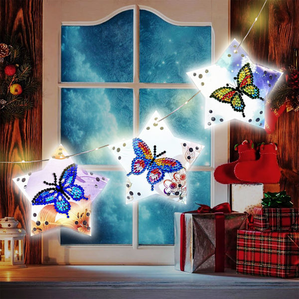 5D DIY Diamantmaleri Lampe med LED-lys for Butterfly Crystal Tegning Broderi Kit Kunst Håndverk Hjemmedekorasjon