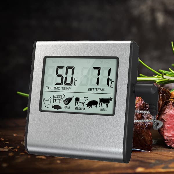 Digitalt stegetermometer 6,5 tommer stort LCD-madtermometer Magne