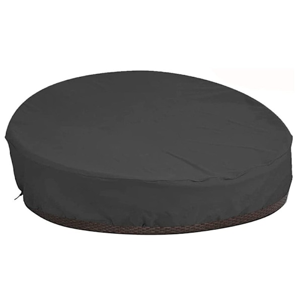 Vattentät rund soffa sängskydd överdrag, utomhus vardagsrum rund trädgårdssäng överdrag (210D svart) 228*83cm