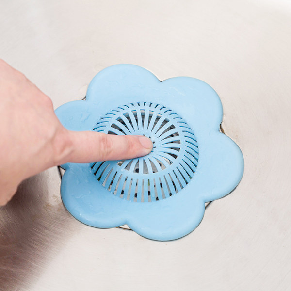 Silikone afløbsbeskytter, køkkenvaskfilter med sugekop, badekar afløbsdæksel filter, køkken- og badeværelsesvaskfilter (blå)