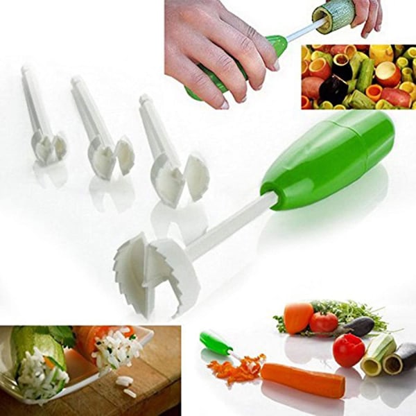 4 stk. Hammer Style Hul-ud Veggie Drill, Veggie Corkscrew Carver