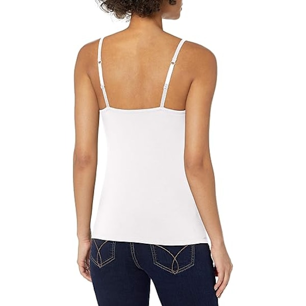 Kvinners stretch bomull cami med innebygd hylle-BH, kvinners bomull tank, kvinners stretch bomull camisole hvit XL