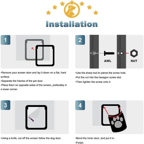 Pet Flap Fly Screen With Magnet Dog Flap Cat Flap For Fly Screen