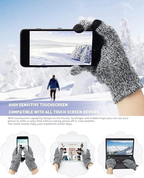 Dam vinter varm stickad mössa handskar lång halsduk set w