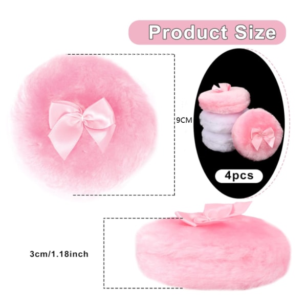 4Pcs Large Fluffy Powder Puff, Ultra Soft Body Powder Puff, Soft