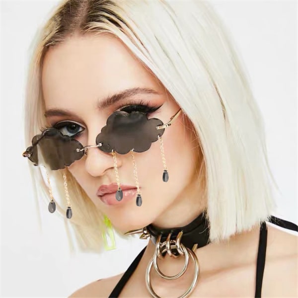 Retro kehyksettömät aurinkolasit naisille ja miehille Vintage Metal Frameless Cloud Glasse