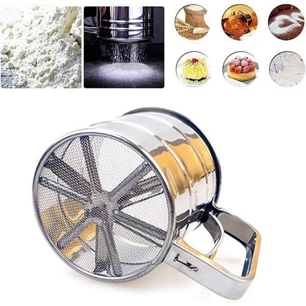 Mel Sifter En Hånd Rustfrit Stål Køkken Sifter Fin Sifter, Mel og