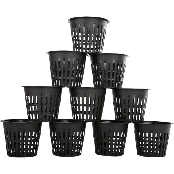 10 stk. Hydroponiske kopper i plast, netkopper, potter, orkidéer, hydroponiske beholdere