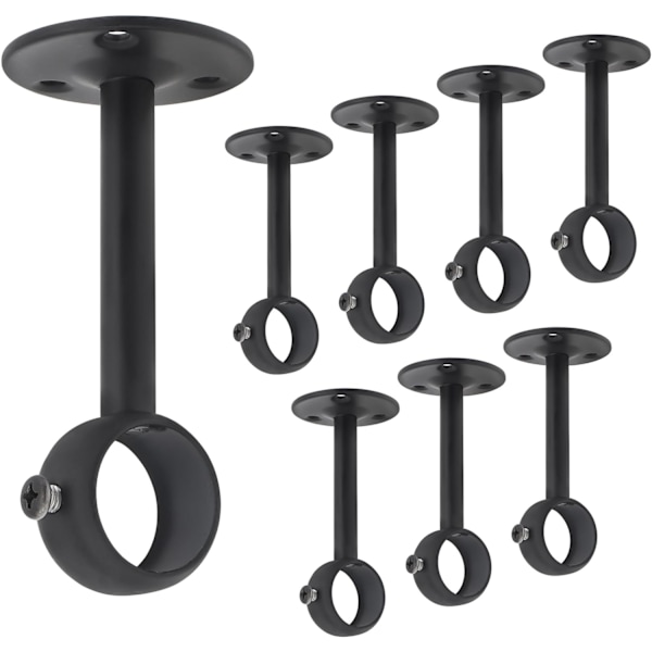 Curtain Rod Brackets, 6 Pieces Stainless Steel Heavy Duty Ceiling Curtain Rod Bracket for 26mm Curtain Rods, Black