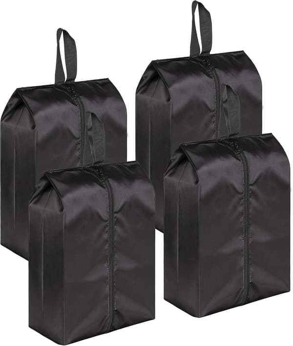 Portabla resväskor i polyester med dragkedja (4-pack, svart)