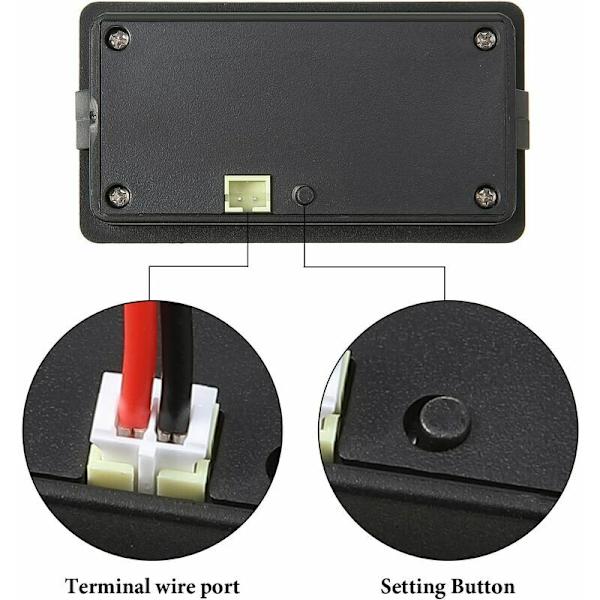 4 stk. DC 12V 24V 36V 48V 72V Batterimåler med Alarm, Batterikapacitet Volt
