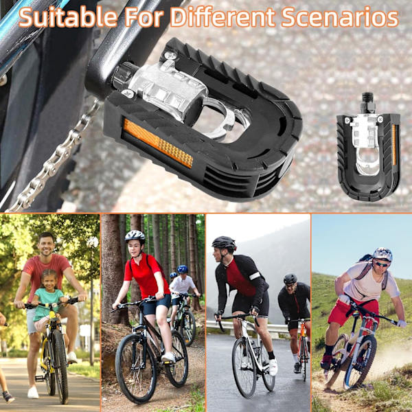 Cykelpedaler, Foldbare Cykelpedaler til Aluminium med Reflektorer til Bycykler, Foldcykler, Landevejscykler, MTB Cykler, Universelle Foldbare Pedaler