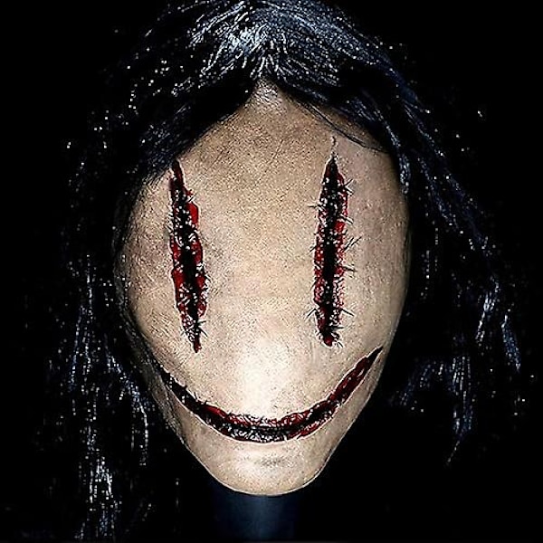 Läskig Halloween-mask för vuxna, realistisk skräckmask med hår, läskig Halloween-mask för temafest Cosplay