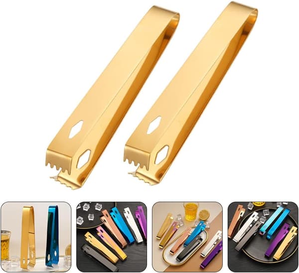2 stk. Guld Istand 2 stk. Serveringstang Rustfrit Stål Appetizer Tang Su