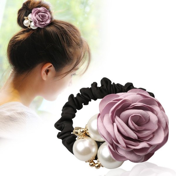 4 st Koreansk mode pärlhårrep ros blomma strass hårsnoddar/ smycke