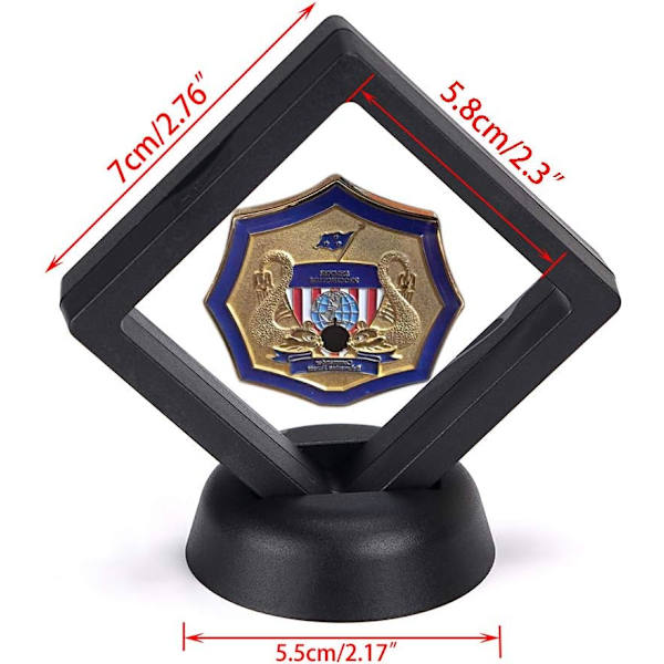 10 kpl 3D-kelluva vitriinirunko Vitriini Kirkas näyttö AA-mitalille Antiikkihaastekolikko Siru Koru Pin, Musta