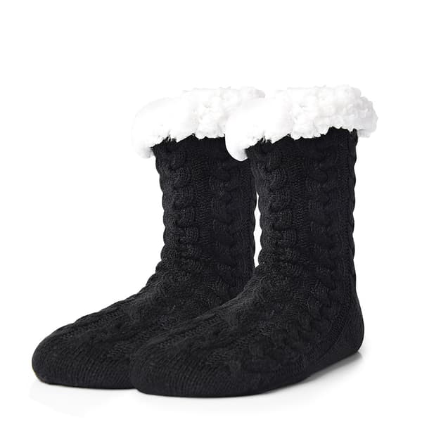 Gulvsokker Fluffy Fleece Lined BLACK