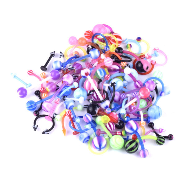 Assorterat kroppssmycke - 100-pack - Navel, tunga, näsringar, bröstvårta